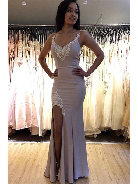 Mermaid Lace V-Neck Long Prom Dress Formal Evening Dresses 99501767