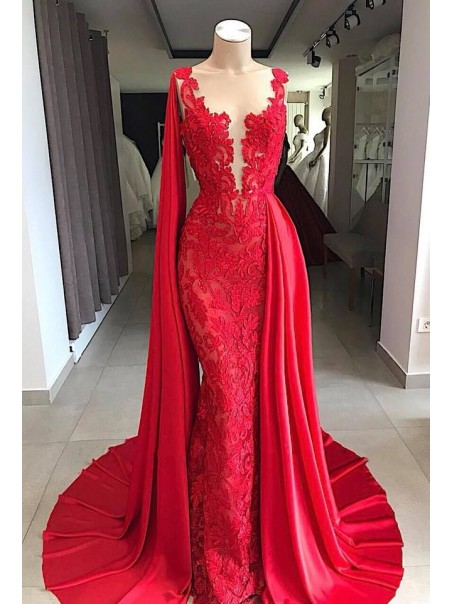 Mermaid Lace V-Neck Long Prom Dress Formal Evening Dresses 99501774