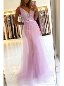 Long Pink Lace Tulle Prom Dress Formal Evening Dresses 99501787 Long Pink Lace Tulle Prom Dress Formal Evening Dresses 99501787