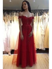 A-Line Lace Tulle Off-the-Shoulder Long Prom Dress Formal Evening Dresses 99501789 A-Line Lace Tulle Off-the-Shoulder Long Prom Dress Formal Evening Dresses 99501789