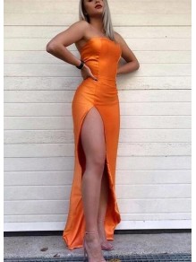 Sheath Strapless High Slit Long Prom Dress Formal Evening Dresses 99501798
