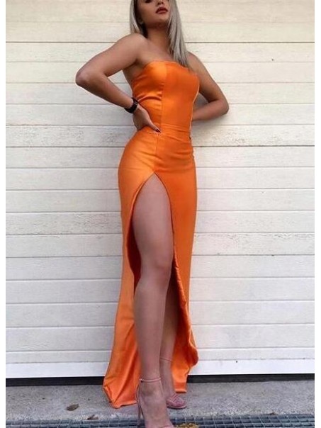 Sheath Strapless High Slit Long Prom Dress Formal Evening Dresses 99501798 Sheath Strapless High Slit Long Prom Dress Formal Evening Dresses 99501798