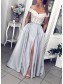 A-Line Off-the-Shoulder Lace and Satin Long Prom Dress Formal Evening Dresses 99501810