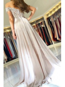 A-Line Off-the-Shoulder Prom Dresses Formal Evening Gowns with Lace Appliques 99501812