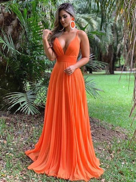 A-Line Spaghetti Straps V-Neck Long Prom Dresses Formal Evening Gowns 99501813