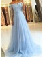 A-Line Off-the-Shoulder Lace Tulle Long Prom Dresses Formal Evening Gowns 99501814