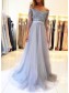 A-Line Off-the-Shoulder Lace Tulle Long Prom Dresses Formal Evening Gowns 99501815