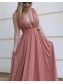 A-Line Chiffon V-Neck Long Prom Dresses Formal Evening Gowns 99501820