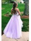 A-Line Lace Tulle V-Neck Long Prom Dresses Formal Evening Gowns 99501822