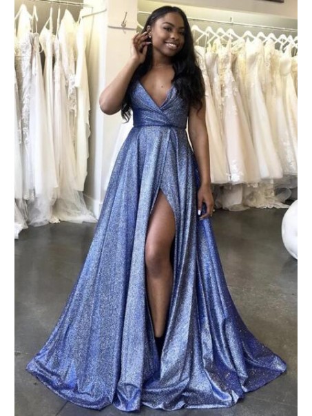 A-Line V-Neck Long Prom Dresses Formal Evening Gowns 99501832