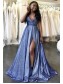 A-Line V-Neck Long Prom Dresses Formal Evening Gowns 99501832