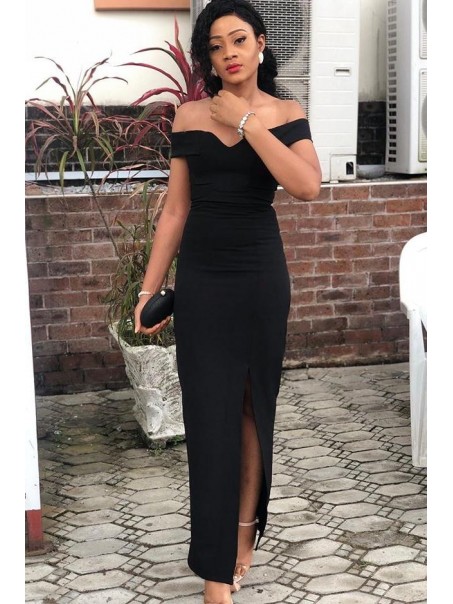 Sheath Black Off-the-Shoulder Prom Dresses Formal Evening Gowns 99501834 Sheath Black Off-the-Shoulder Prom Dresses Formal Evening Gowns 99501834