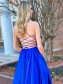 A-Line Spaghetti Straps V-Neck Long Prom Dresses Formal Evening Gowns with Pockets 99501846