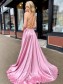 A-Line Spaghetti Straps V-Neck Long Prom Dresses Formal Evening Gowns with Pockets 99501847