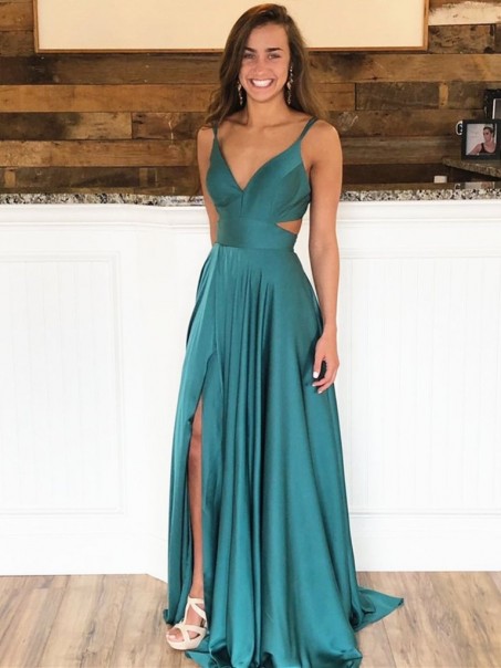 A-Line V-Neck Long Prom Dresses Formal Evening Gowns 99501853
