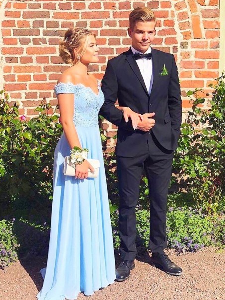 A-Line Lace Off-the-Shoulder Long Prom Dresses Formal Evening Gowns 99501859