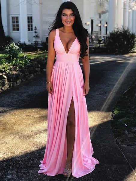 A-Line V-Neck Simple Stunning Long Prom Dresses Formal Evening Gowns 99501865