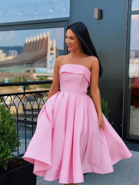 A-Line Strapless Short Prom Dresses Formal Evening Gowns 99501866
