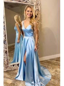A-Line V-Neck Simple Stunning Long Prom Dresses Formal Evening Gowns 99501874