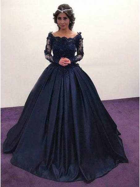 Ball Gown Lace Long Sleeves Prom Dresses Formal Evening Gowns 99501886