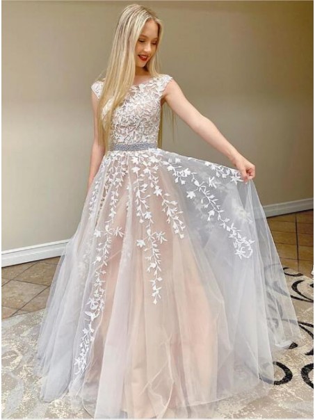 A-Line Beaded Lace Long Prom Dresses Formal Evening Gowns 99501893