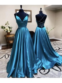 A-Line V-Neck Long Prom Dresses Formal Evening Gowns 99501894