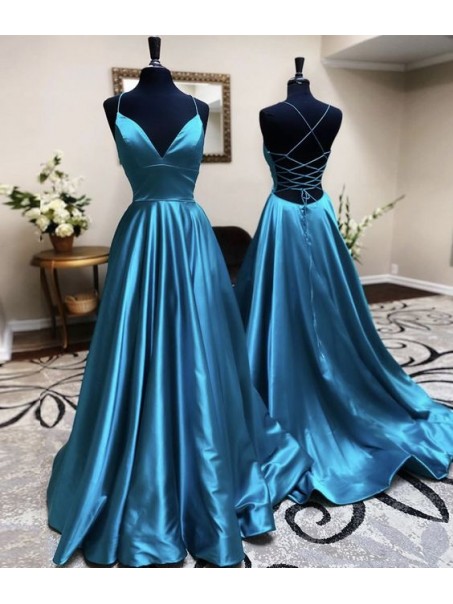 A-Line V-Neck Long Prom Dresses Formal Evening Gowns 99501894