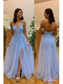 A-Line Lace Tulle V-Neck Long Prom Dresses Formal Evening Gowns 99501895 A-Line Lace Tulle V-Neck Long Prom Dresses Formal Evening Gowns 99501895