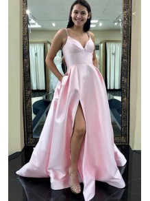 A-Line Long Pink V-Neck Long Prom Dresses Formal Evening Gowns 99501919 A-Line Long Pink V-Neck Long Prom Dresses Formal Evening Gowns 99501919