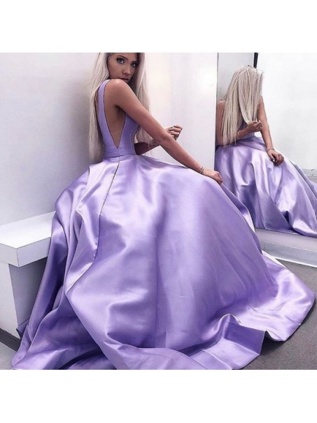A-Line V-Neck Long Satin Prom Dresses Formal Evening Gowns 99501921 A-Line V-Neck Long Satin Prom Dresses Formal Evening Gowns 99501921