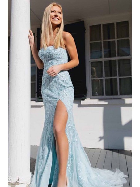 Elegant Lace Strapless Long Prom Dresses Formal Evening Gowns 99501925