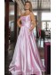 A-Line Spaghetti Straps Satin Long Prom Dresses Formal Evening Gowns 99501927