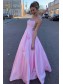 A-Line Spaghetti Straps Satin Long Prom Dresses Formal Evening Gowns 99501927