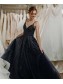 A-Line Spaghetti Straps Long Black Prom Dresses Formal Evening Gowns 99501928