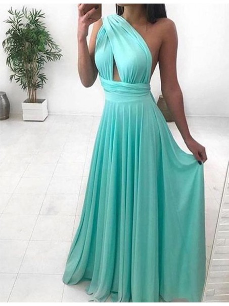 A-Line Long Chiffon One Shoulder Prom Dresses Formal Evening Gowns 99501932
