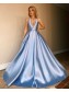 A-Line Backless V-Neck Long Prom Dresses Formal Evening Gowns 99501938