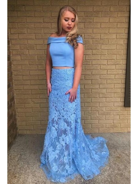 Elegant Two Pieces Off-the-Shoulder Lace Appliques Long Prom Dresses Formal Evening Gowns 99501940 Elegant Two Pieces Off-the-Shoulder Lace Appliques Long Prom Dresses Formal Evening Gowns 99501940