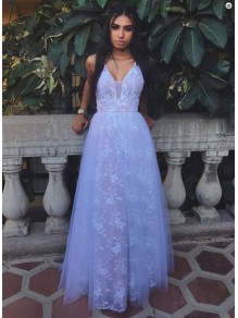 A-Line Lace Tulle Long Prom Dresses Formal Evening Gowns 99501948 A-Line Lace Tulle Long Prom Dresses Formal Evening Gowns 99501948
