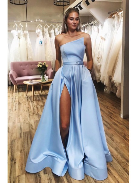 A-Line Satin Long Prom Dresses Formal Evening Gowns 99501949