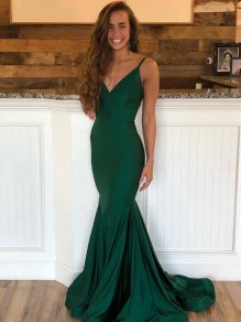 Mermaid V-Neck Long Green Prom Dresses Formal Evening Gowns 99501956 Mermaid V-Neck Long Green Prom Dresses Formal Evening Gowns 99501956