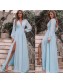 A-Line Chiffon Long Sleeves V-Neck Formal Evening Dresses Party Gowns 99501966 A-Line Chiffon Long Sleeves V-Neck Formal Evening Dresses Party Gowns 99501966