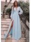 A-Line Chiffon Long Sleeves V-Neck Formal Evening Dresses Party Gowns 99501966 A-Line Chiffon Long Sleeves V-Neck Formal Evening Dresses Party Gowns 99501966