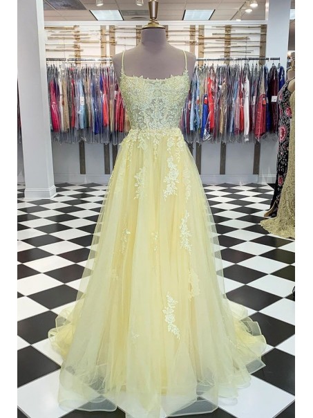 A-Line Tulle and Lace Long Prom Dresses Formal Evening Gowns 99501978 A-Line Tulle and Lace Long Prom Dresses Formal Evening Gowns 99501978