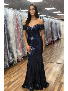 Mermaid Off-the-Shoulder Long Navy Blue Prom Dresses Formal Evening Gowns 99501979 Mermaid Off-the-Shoulder Long Navy Blue Prom Dresses Formal Evening Gowns 99501979
