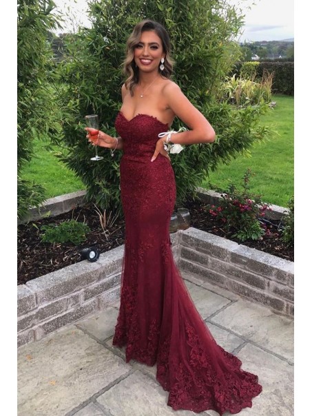 Mermaid Sweetheart Lace Long Prom Dresses Formal Evening Gowns 99501980
