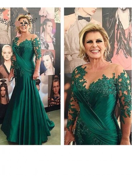 Long Sleeves Lace Illusion Neckline Mother of  The Bride Dresses 99503012