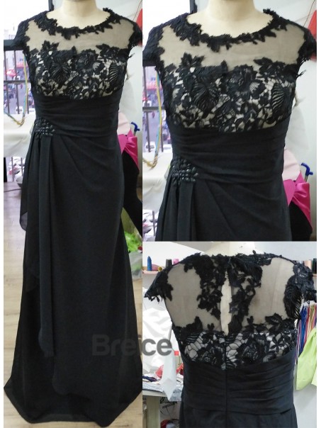 Long Illusion Neckline Lace Chiffon Mother of  The Bride Dresses 99503028