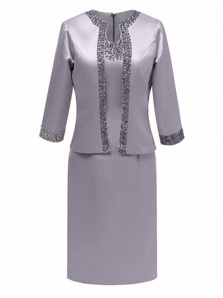 Beaded Short Satin Mother of The Bride Dresses 99503053