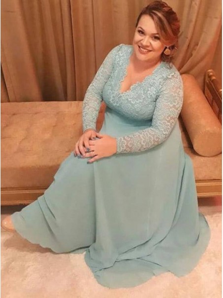 A-Line Long Sleeves V-Neck Lace Chiffon Mother of The Bride Dresses 99503062 A-Line Long Sleeves V-Neck Lace Chiffon Mother of The Bride Dresses 99503062