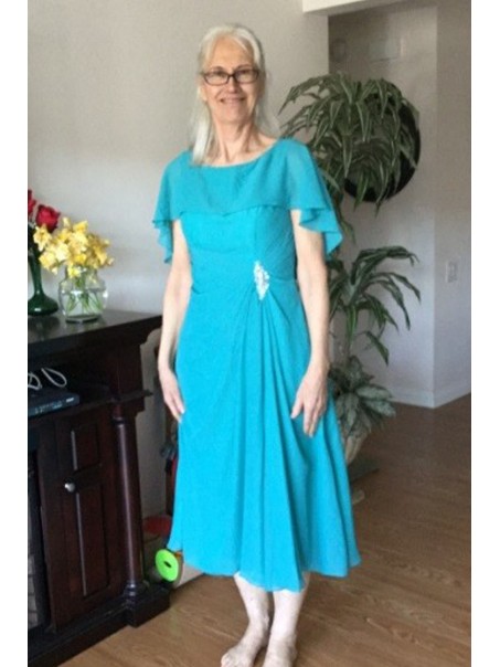 A-Line Tea-Length Chiffon Mother of The Bride Dresses 99503065
